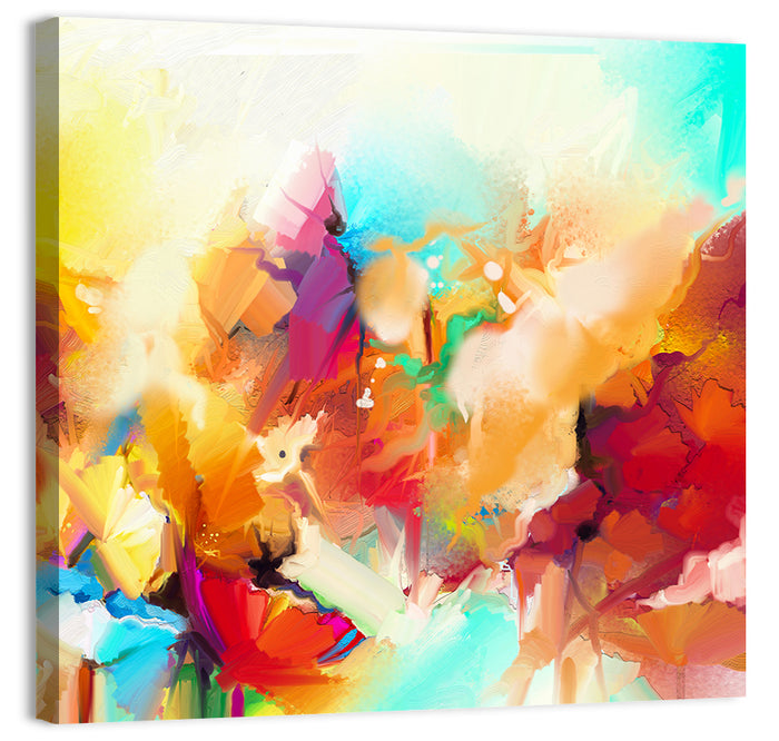 Vibrant Semi Abstract Flowers Wall Art as a canvas print