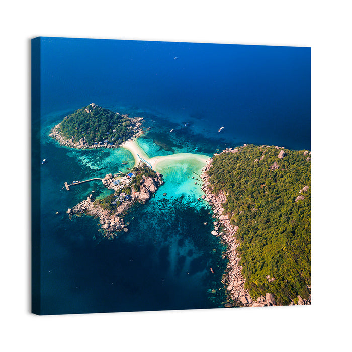 Koh Nang Yuan Aerial View Wall Art as a canvas print