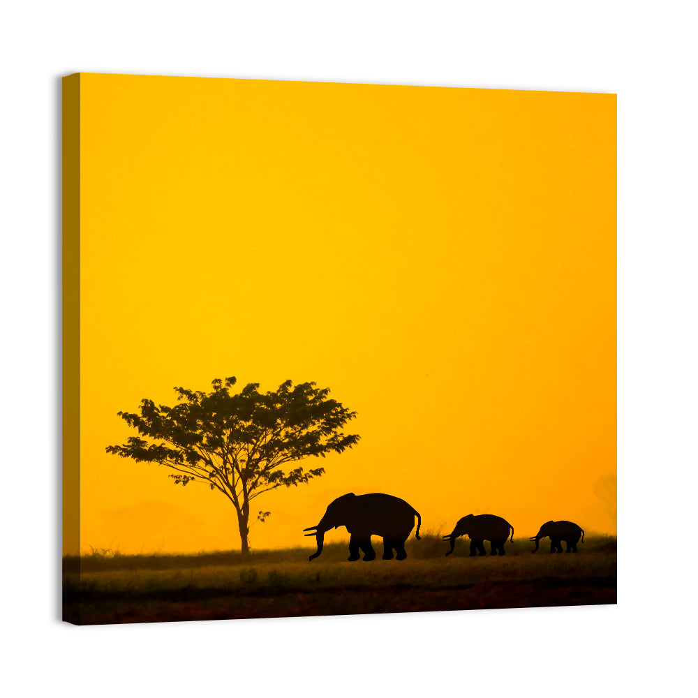 Elephant Group in Thailand Wall Art