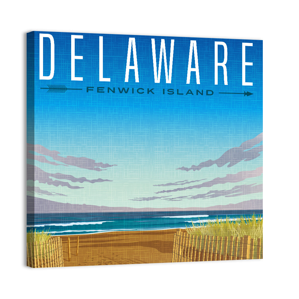 Fenwick Island Beach Scene Wall Art, canvas print, square