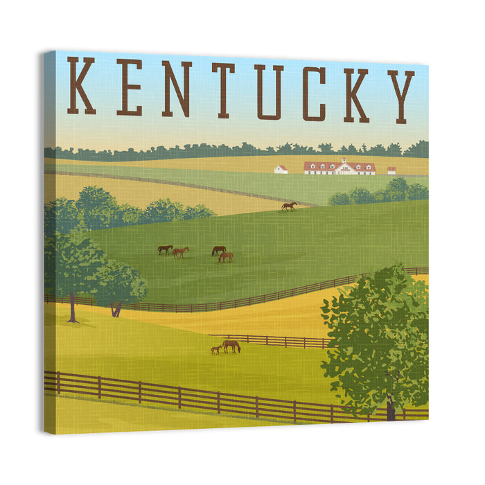 Kentucky Rolling Hills Illustration Wall Art as a canvas print