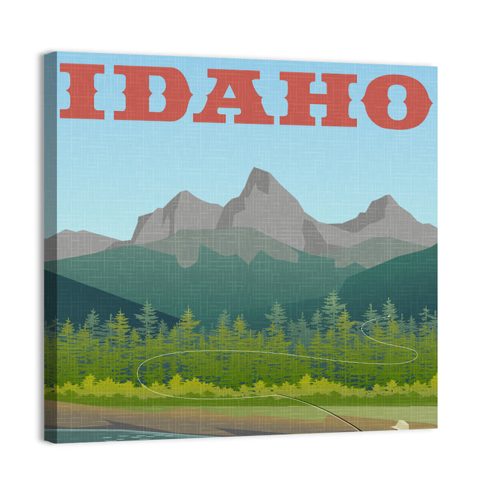 Vintage Idaho Travel Design Wall Art as a canvas print