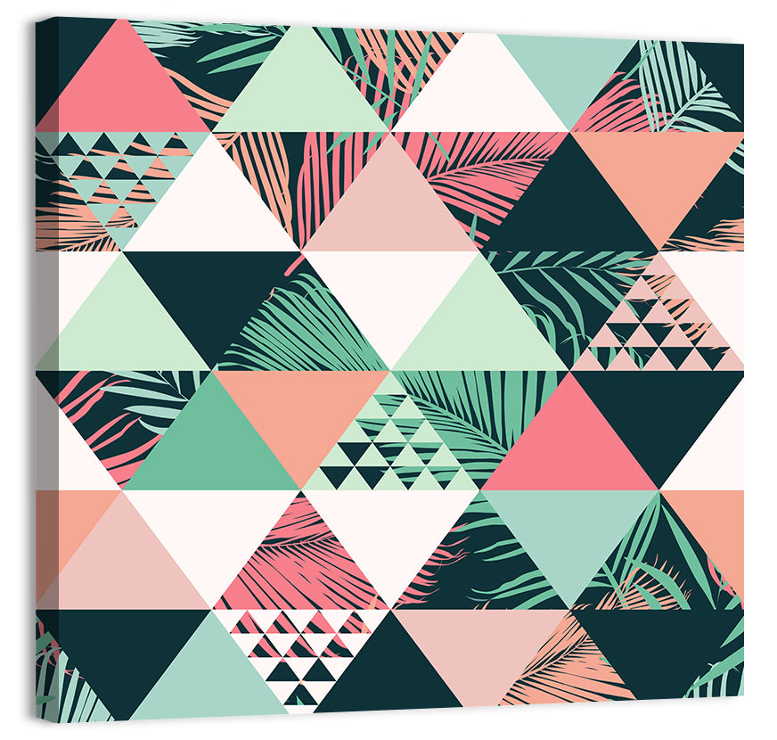 Geometric Tropical Palm Leaves Wall Art, canvas print, square