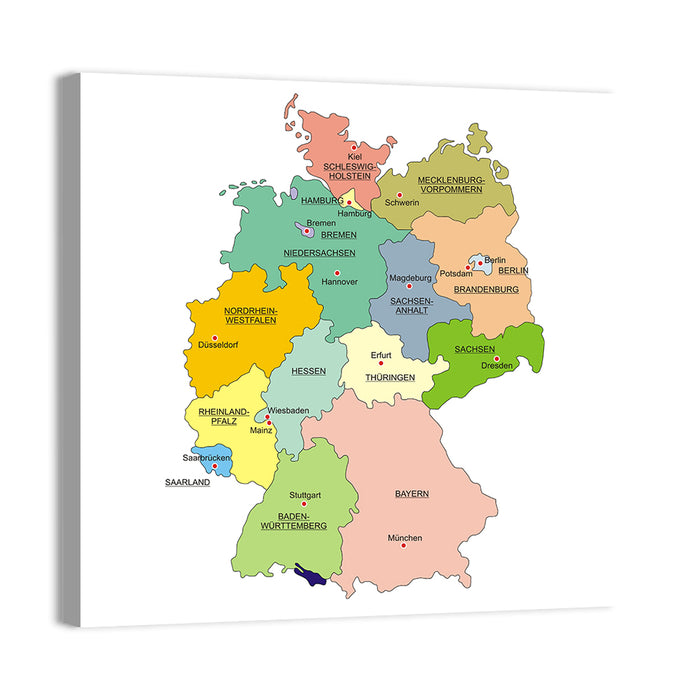 Germany Map Infographic Wall Art as a canvas print
