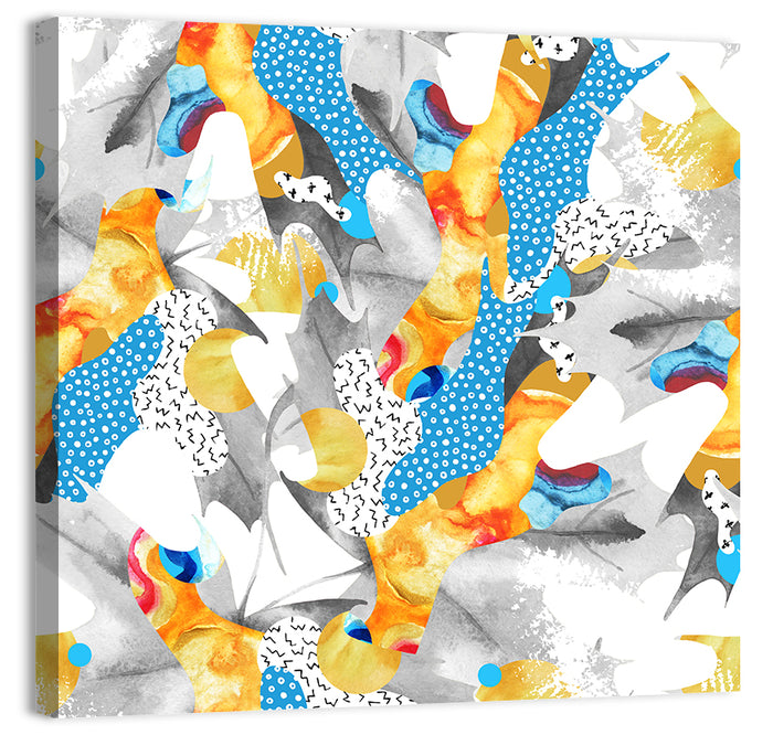 Fluid Leaf Shapes Pattern Wall Art as a canvas print