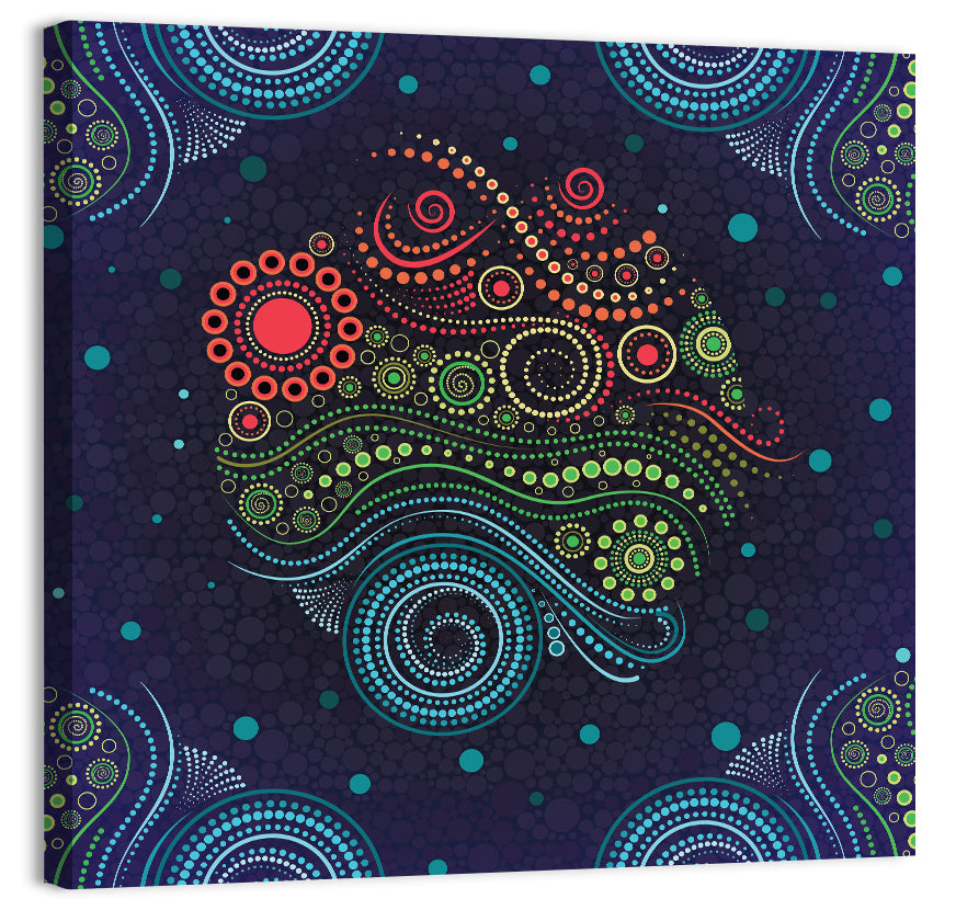 Concentric Floral Dot Illustration Wall Art, canvas print, square