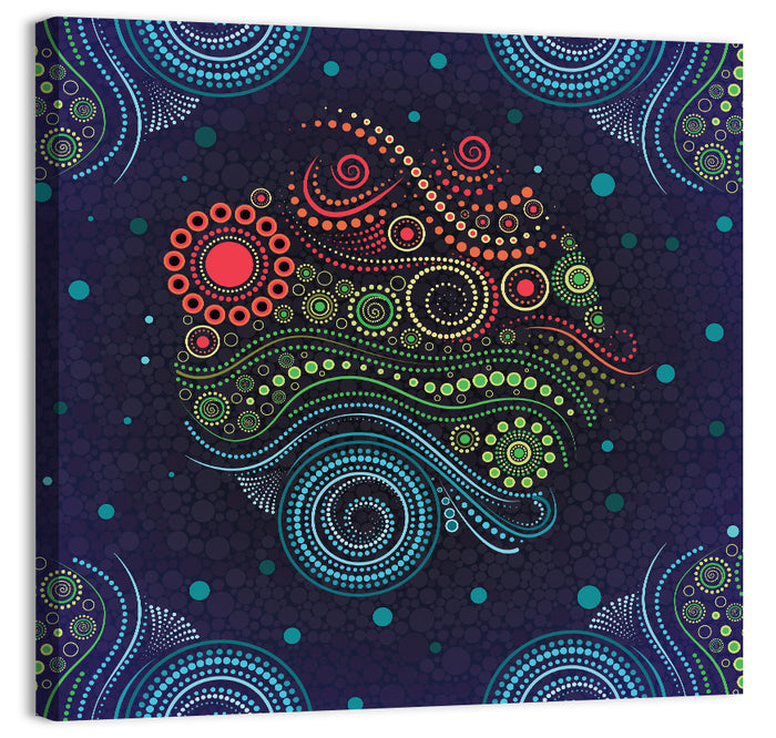 Concentric Floral Dot Illustration Wall Art as a canvas print