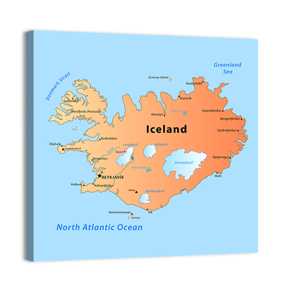 Iceland Map Wall Art