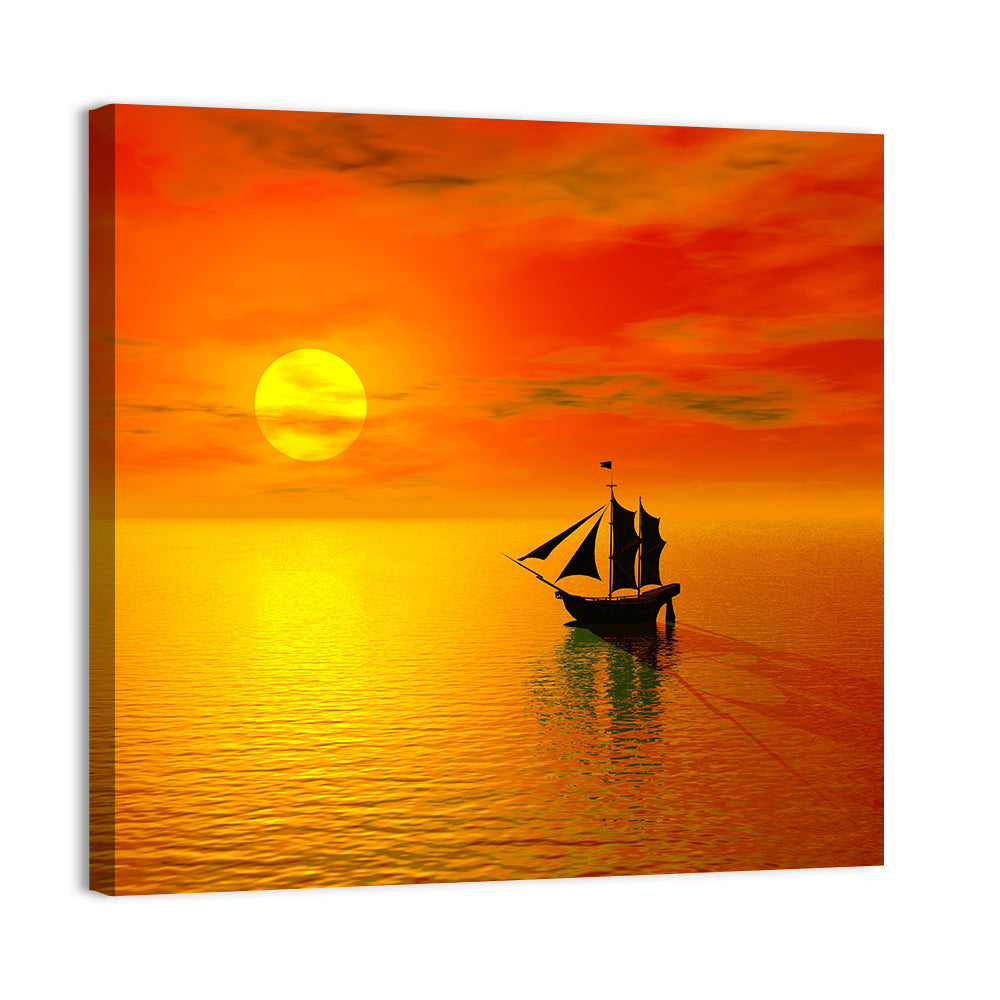Old Boats Silhouette Wall Art