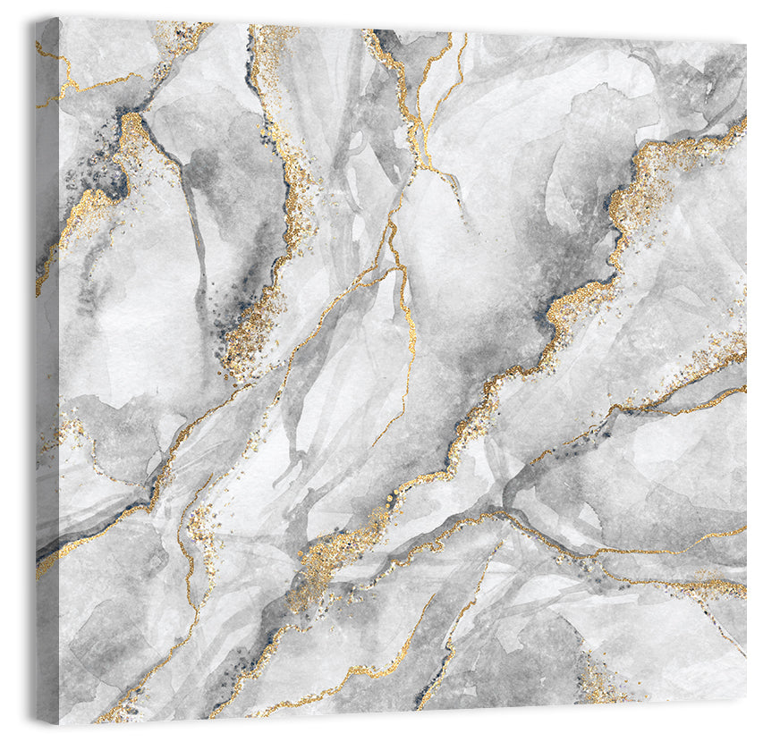 White Marble with Gold Veins Wall Art, canvas print, square