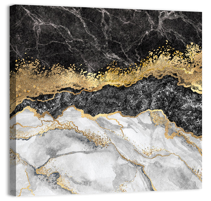 Gold Veined Marble Layers Wall Art as a canvas print