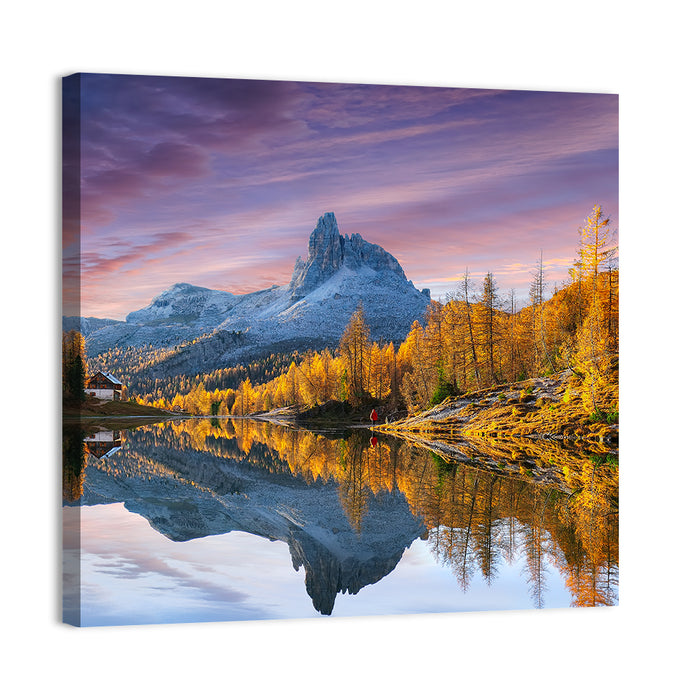 Lago Di Federa, Dolomites Sunset Wall Art as a canvas print