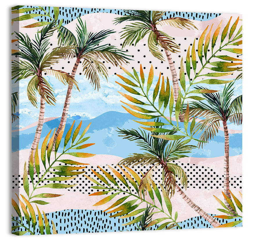 Watercolor Palm Trees Wall Art, canvas print, square