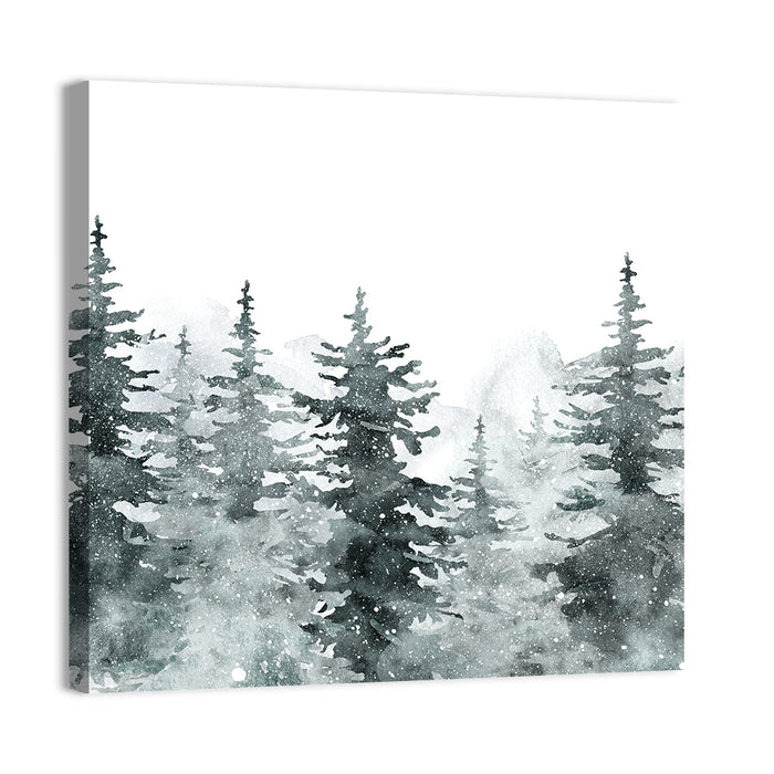Snowy Pine and Spruce Forest Wall Art as a canvas print