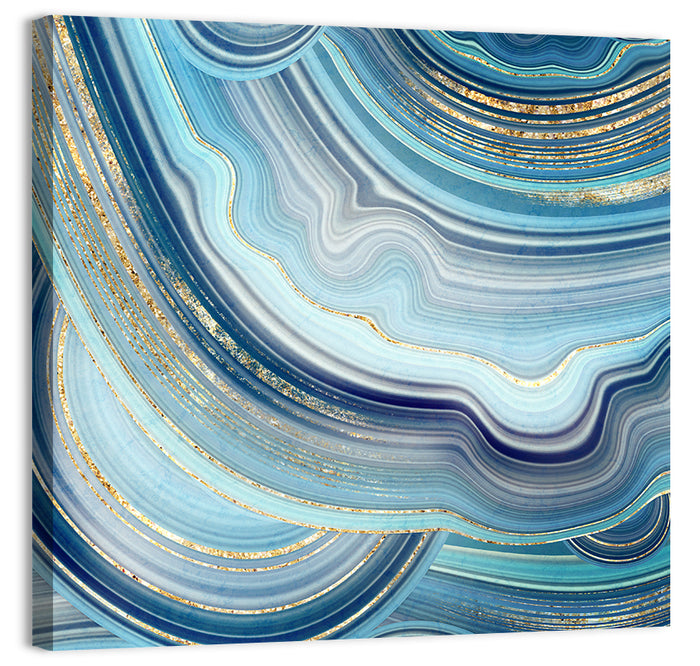 Navy and Gold Agate Slice Wall Art as a canvas print