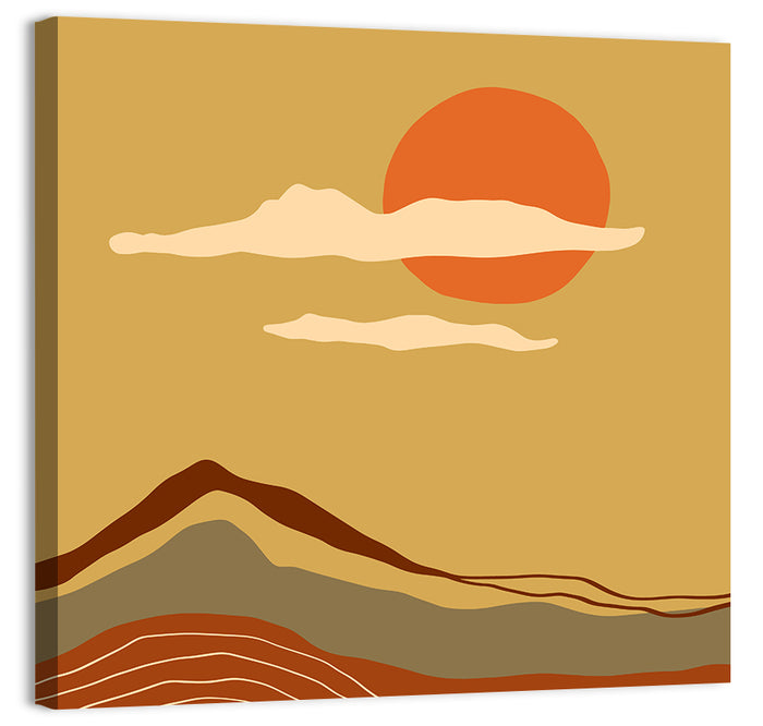 Terracotta Sunset Landscape Wall Art as a canvas print