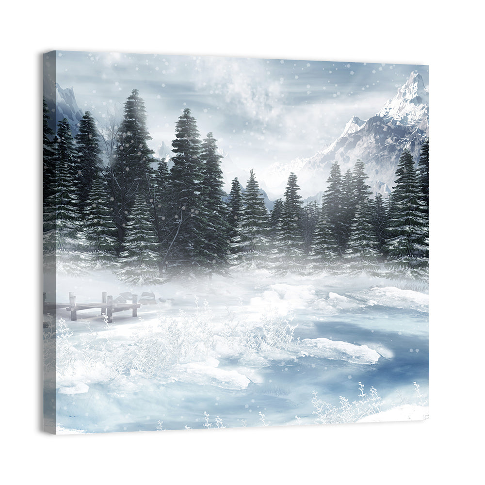 Frozen Lake Wall Art, canvas print, square