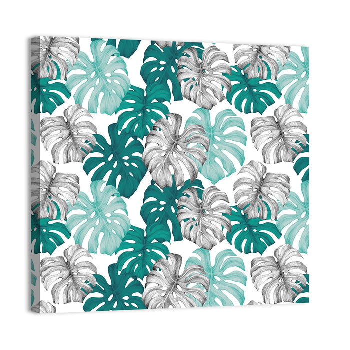 Seamless Monstera Leaf Pattern Wall Art as a canvas print