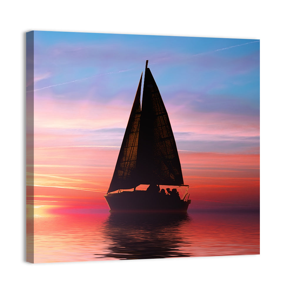 Sailing At Sunset On The Ocean Wall Art