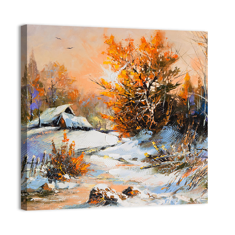 Rural Winter Painting Wall Art