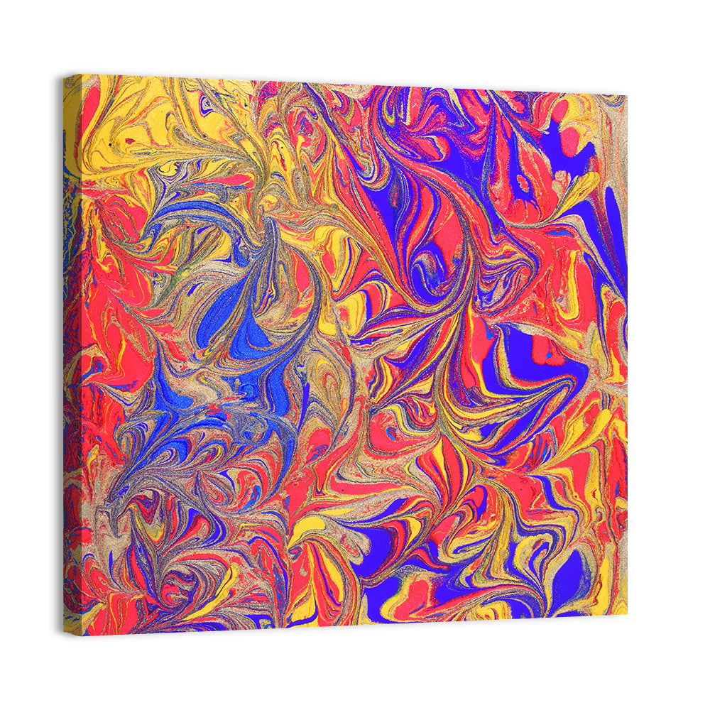 Vibrant Marbled Swirl Abstract Wall Art, canvas print, square
