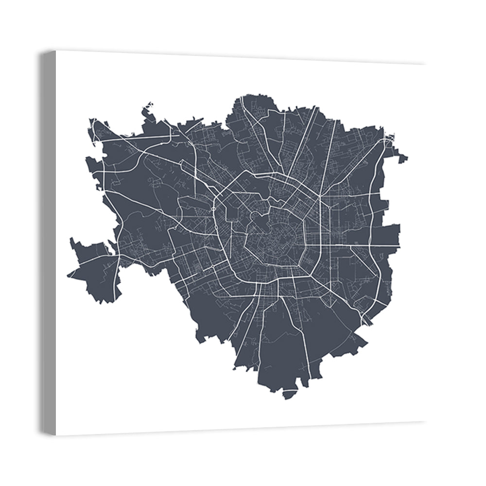 Milan City Map Wall Art