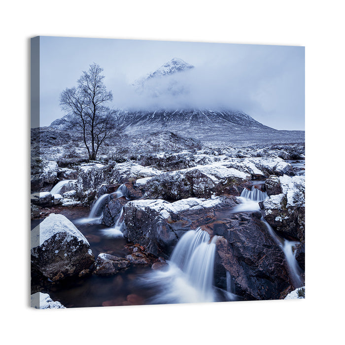 Buachaille Etive Mor Winter Mountain Wall Art as a canvas print