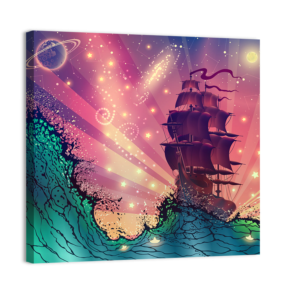 Ship On Sea Waves Wall Art