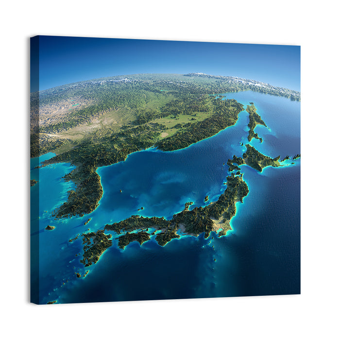 Japanese Archipelago Aerial View Wall Art as a canvas print