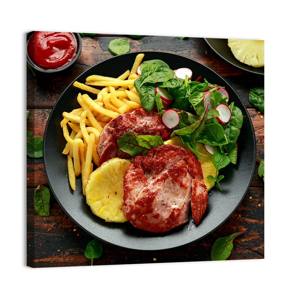 Fried Gammon Steak With Fries Wall Art
