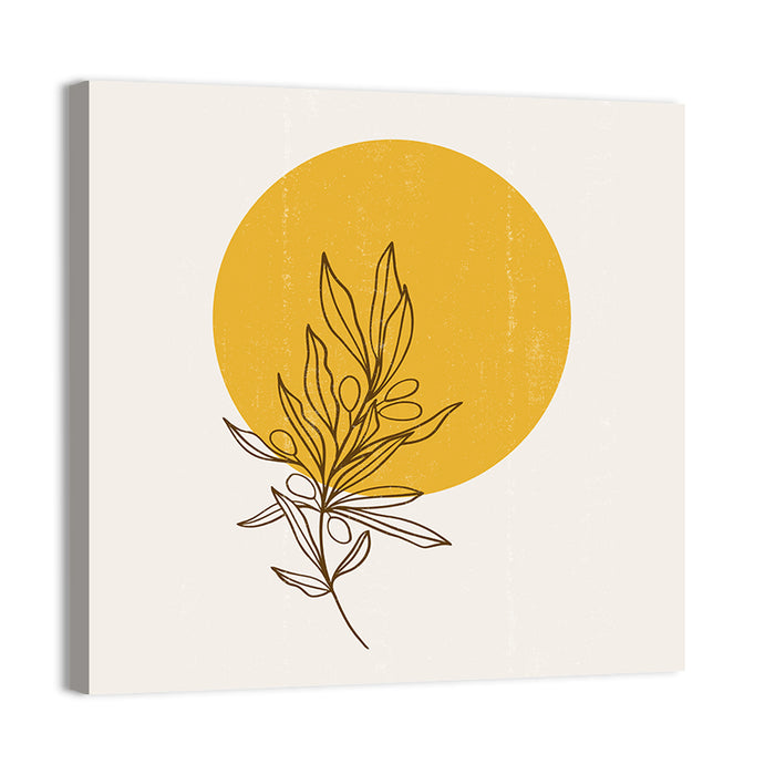 Olive Branch Sun Line Wall Art as a canvas print