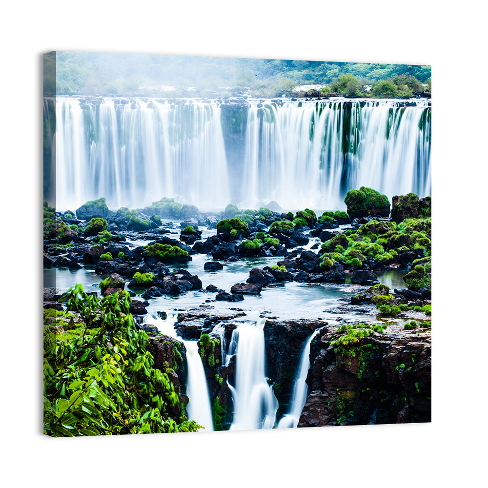 Iguazu Falls Cascades Wall Art, canvas print, square