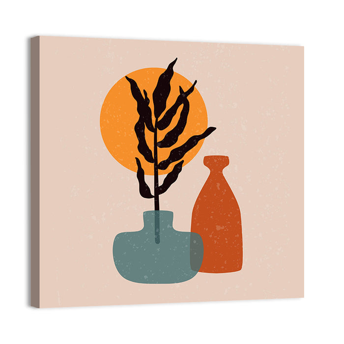 Terracotta Sun Floral Vase Wall Art as a canvas print