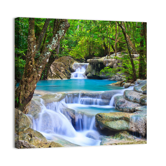 Erawan Waterfall Turquoise Pools Wall Art as a canvas print