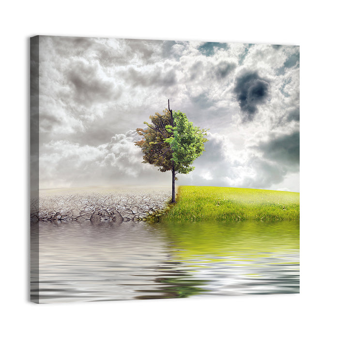 Tree Between Life and Decay Wall Art as a canvas print