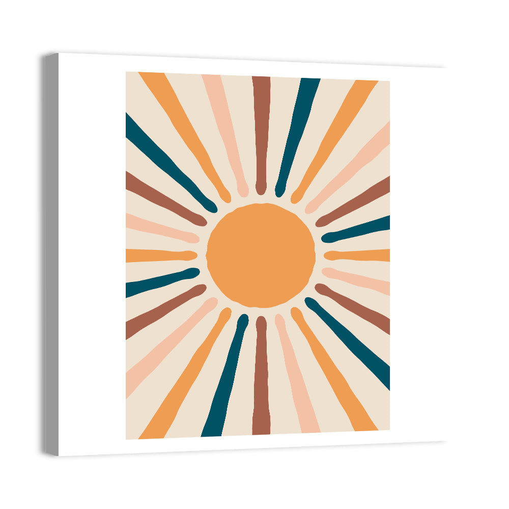Boho Sunburst Abstract Wall Art, canvas print, square