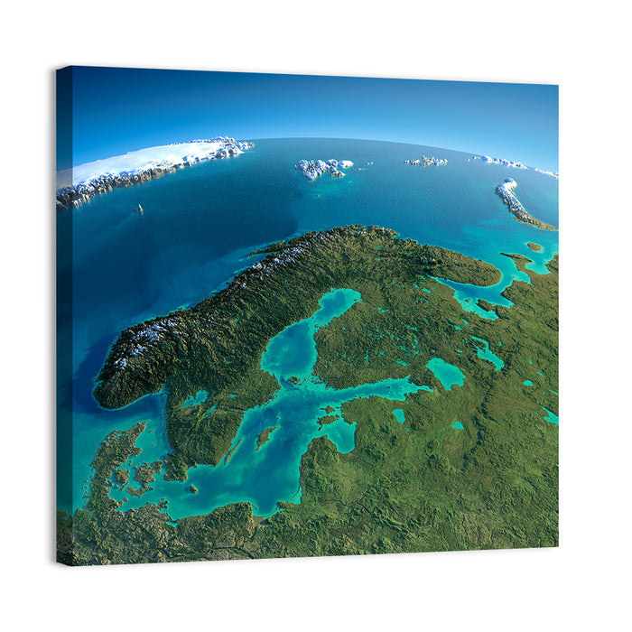Scandinavia from Space Wall Art as a canvas print