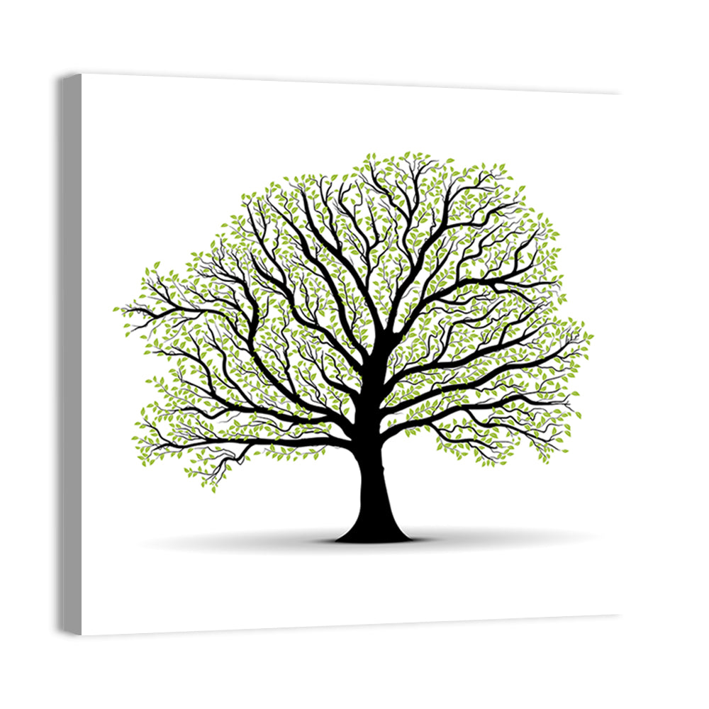 Deciduous Tree Silhouette Wall Art, canvas print, square