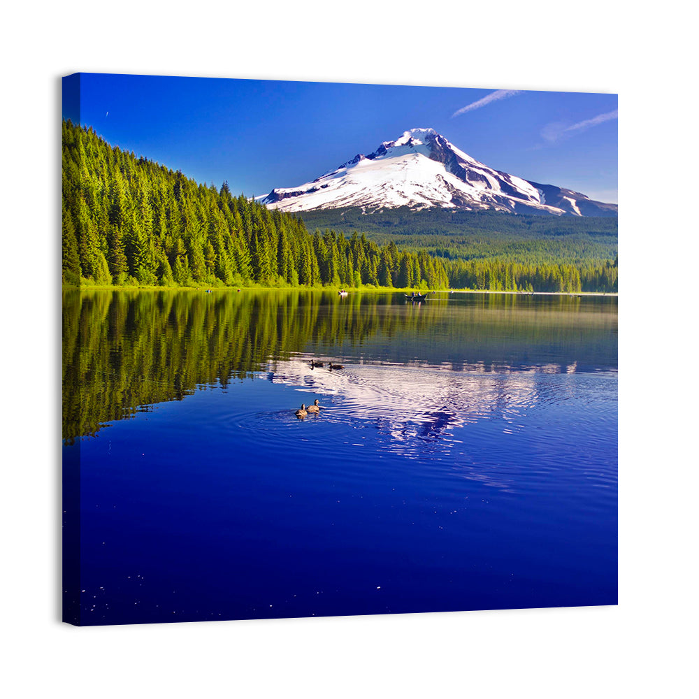Mt Hood Reflected in Trillium Lake Wall Art, canvas print, square