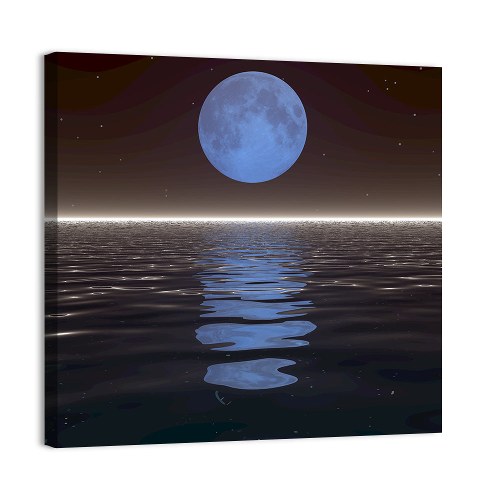 Surreal Moonset Over Water Wall Art