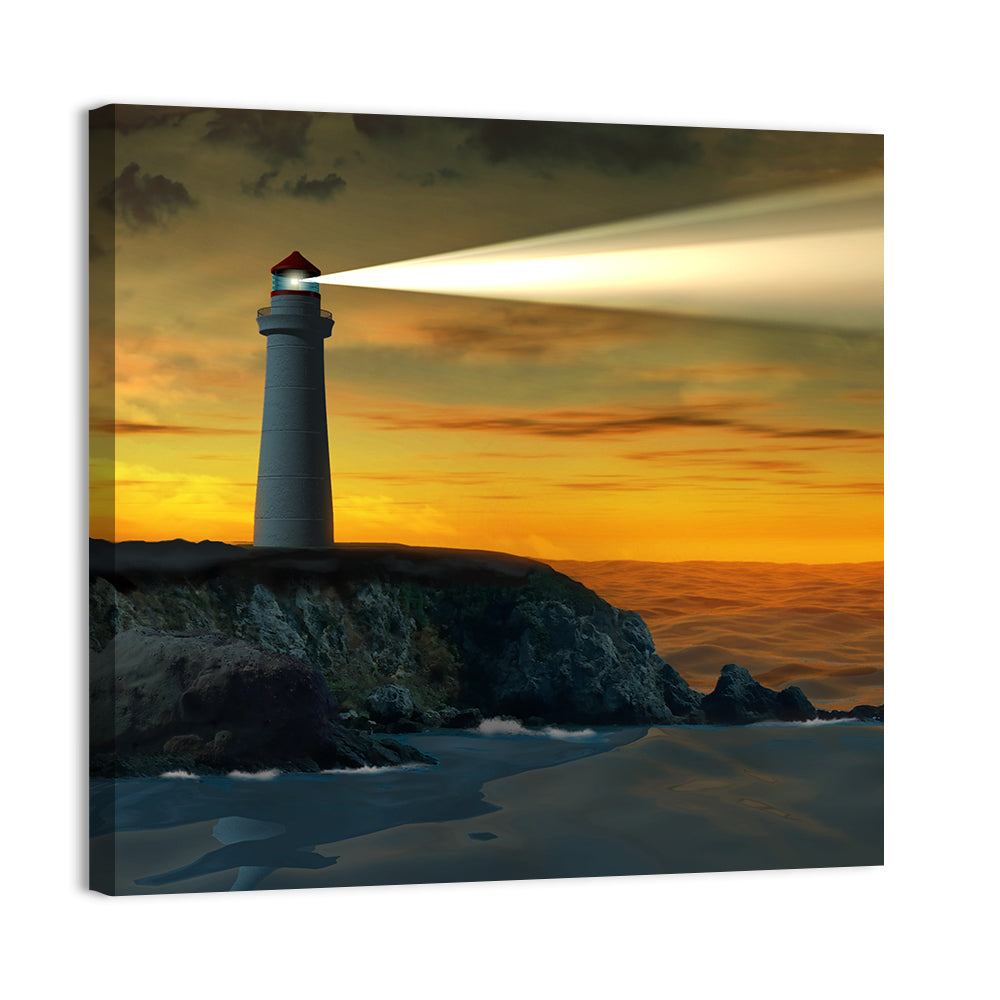 Lighthouse At Sunset Wall Art