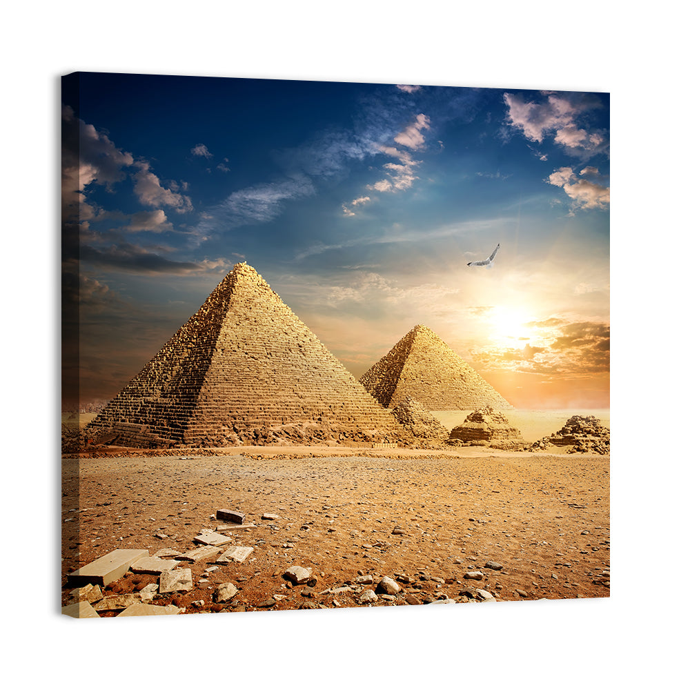 Pyramids At The Sunset Wall Art
