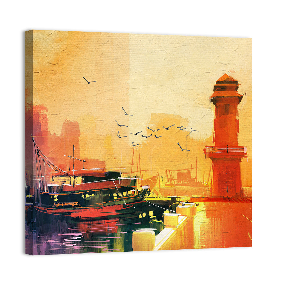 Lighthouse & Fishing Boat Artwork Wall Art