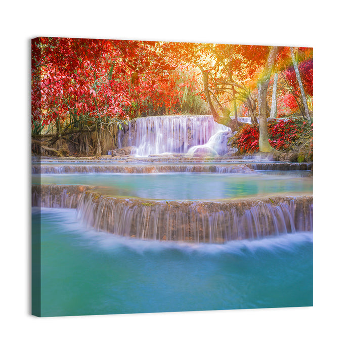 Tat Kuang Si Tiered Waterfalls Wall Art as a canvas print