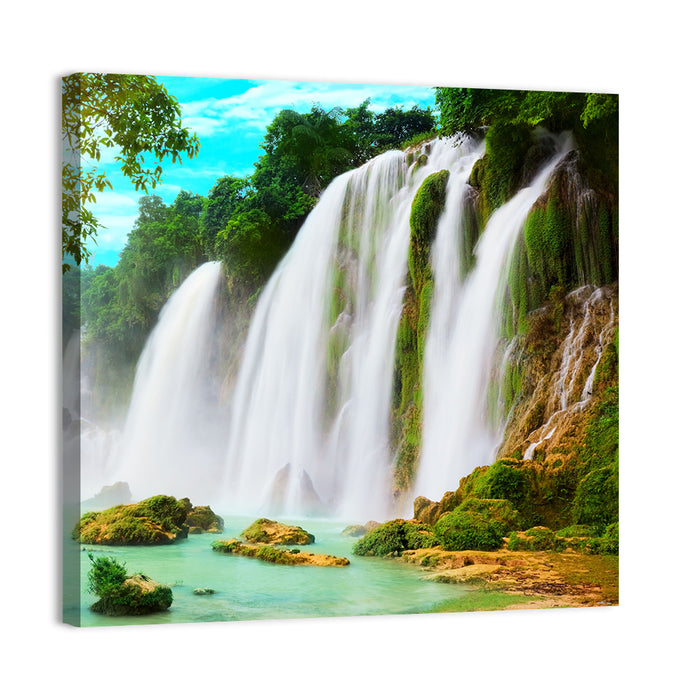 Sunlit Ban Gioc Waterfall Wall Art as a canvas print