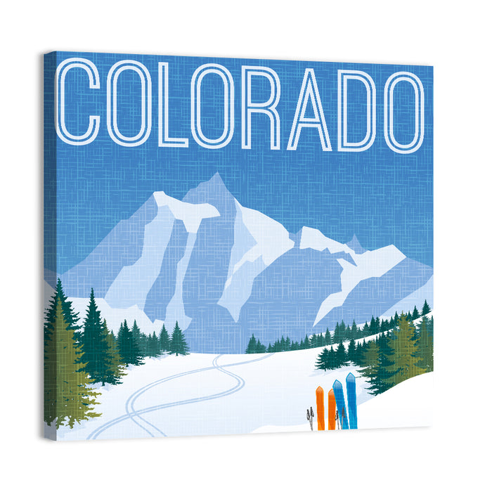 Retro Colorado Ski Scene Wall Art as a canvas print
