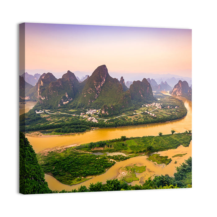 Xingping Karst Mountains Wall Art as a canvas print