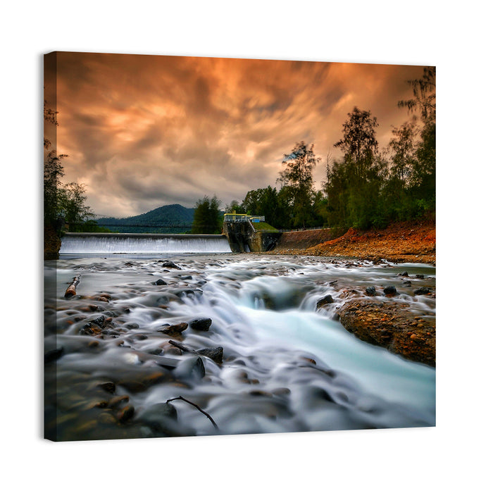 Mentawa Dam at Dusk Wall Art as a canvas print