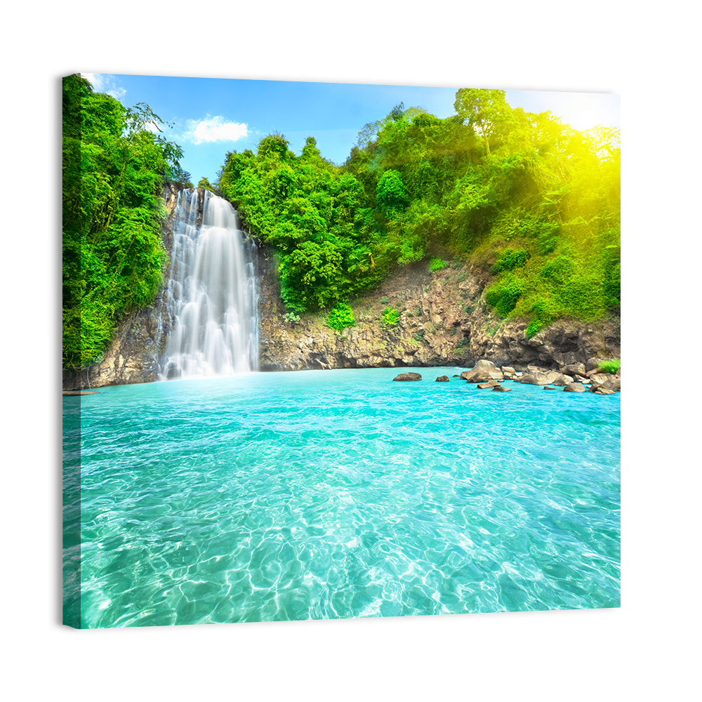 Dambri Waterfall Turquoise Pool Wall Art, canvas print, square