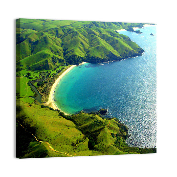 Taupo Bay Aerial View Wall Art as a canvas print